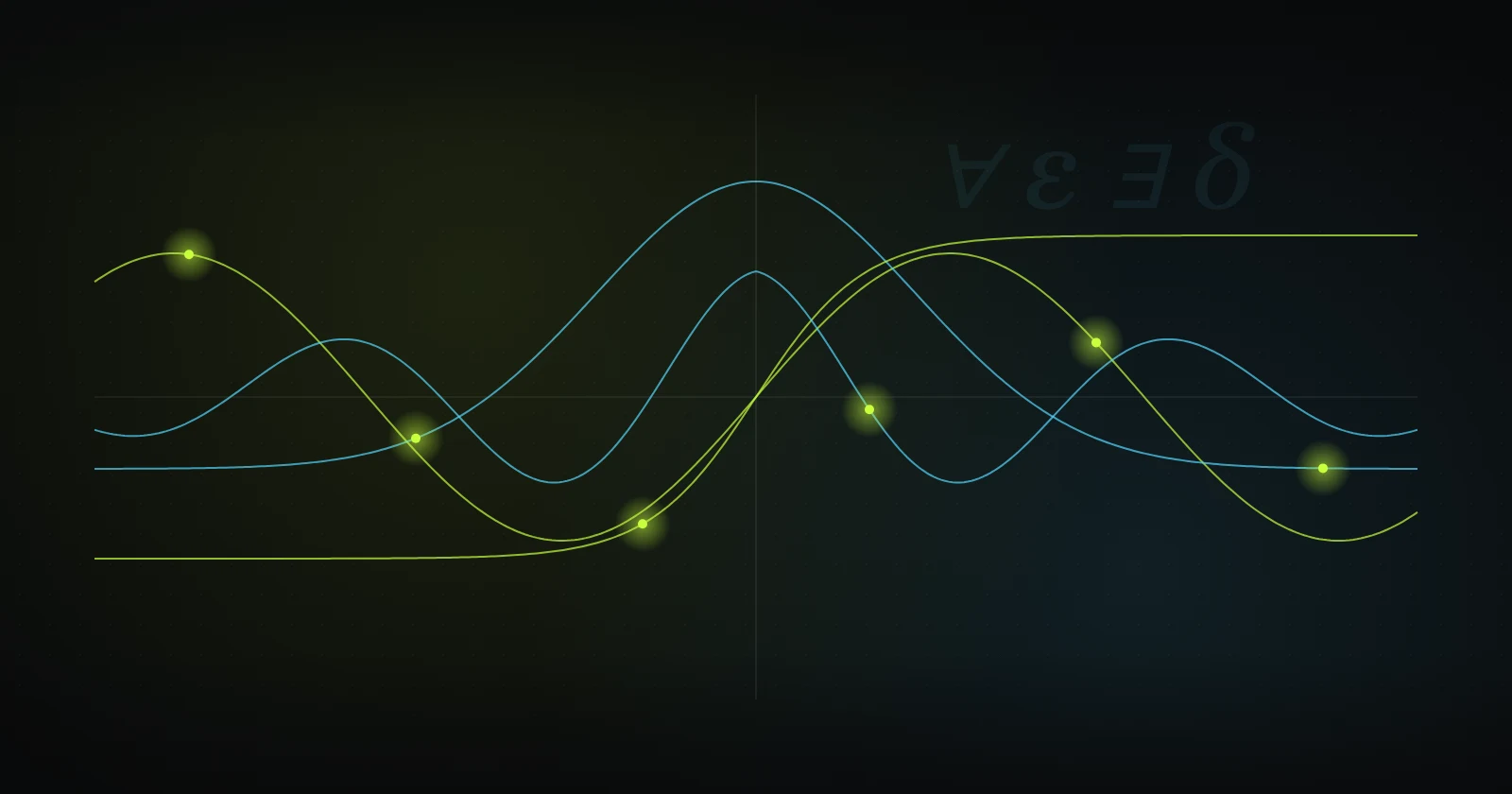 Illustration: mathematical function curves plotted on axes with highlighted points